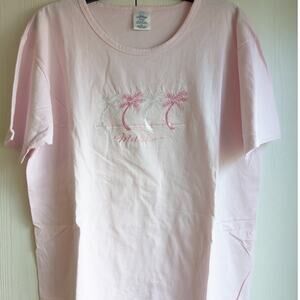 Cotton Soft Women's Short Sleeve Embroidered Maui Pink Cotton Top Size XL